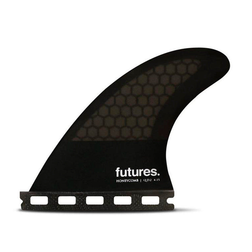 QUILLAS QUAD FUTURES FINS SYMMETRICAL QD2 4.15 HONEYCOMB (BLACK)